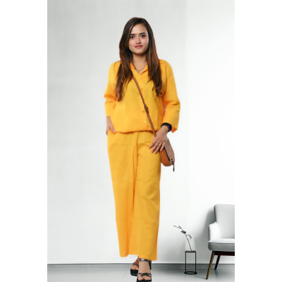 Pure Linen Yellow Co-ords For Women