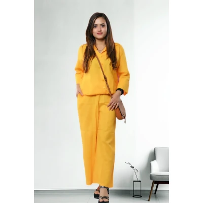Pure Linen Yellow Co-ords For Women