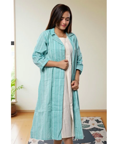 Two Piece Pure cotton Dress With Jacket For Women