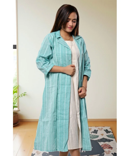Two Piece Pure cotton Dress With Jacket For Women