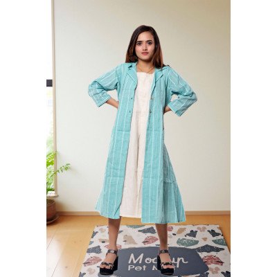 Two Piece Pure cotton Dress With Jacket For Women