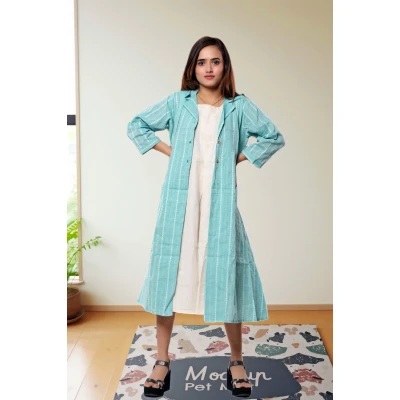 Two Piece Pure cotton Dress With Jacket For Women