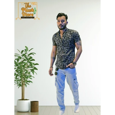 Pure Cotton Black Printed Shirt For Men