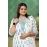 White Printed Pure Cotton Three Piece Set For Women