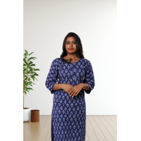 Pure Cotton Blue Printed Kurti For Women