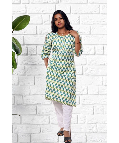 Pure Cotton White Printed Kurti For Women
