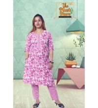 Purple Printed Pure Cotton Two Piece Set For Women