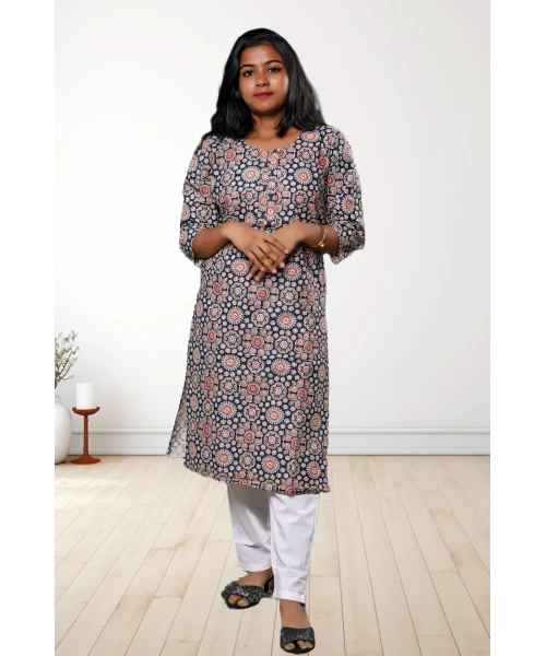 Pure Cotton Printed Kurti For Women in blue printed colour