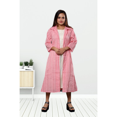 Two Piece Pure Khadi Cotton Dress With Jacket