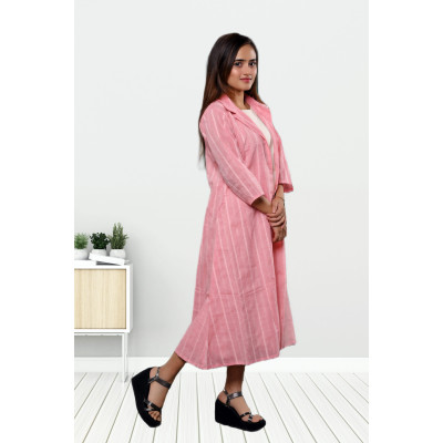 Two Piece Pure Khadi Cotton Dress With Jacket
