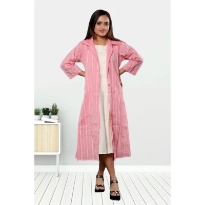 Two Piece Pure Khadi Cotton Dress With Jacket