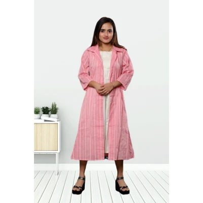 Two Piece Pure Khadi Cotton Dress With Jacket