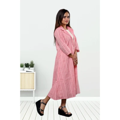 Two Piece Pure Khadi Cotton Dress With Jacket
