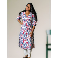 Pure Cotton Fish Print Unique Katha Kurti
