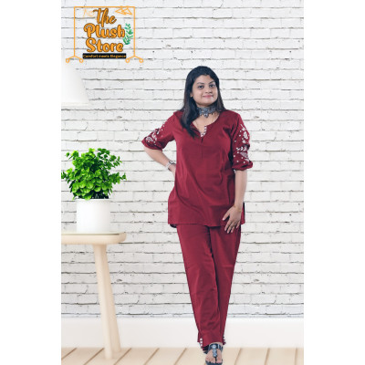 Pure Cotton Co-ord set with Embroidery for Women