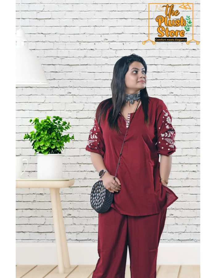 Pure Cotton Co-ord set with Embroidery for Women