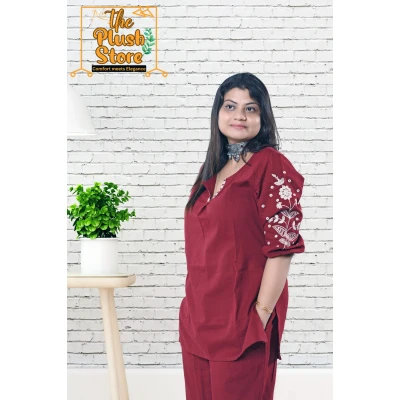 Pure Cotton Co-ord set with Embroidery for Women