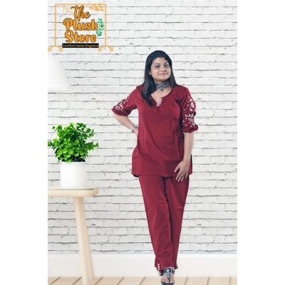 Pure Cotton Co-ord set with Embroidery for Women