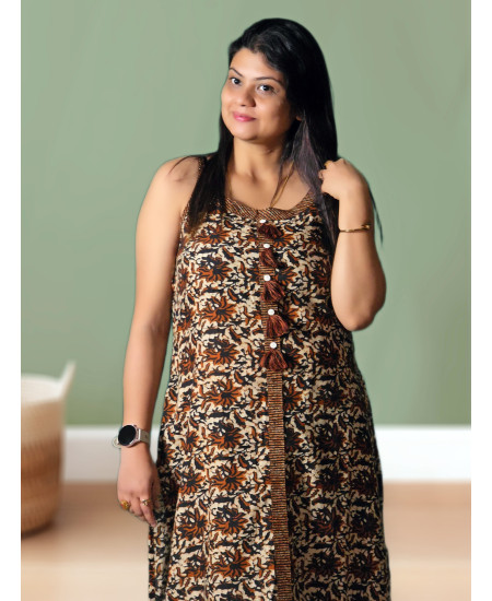 Cotton Sleeveless Long Kurti For Women