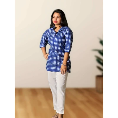 Cotton Checked Top For Women