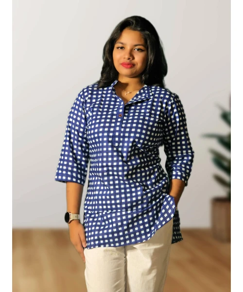 Cotton Checked Top For Women