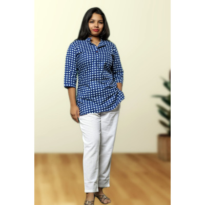 Cotton Checked Top For Women