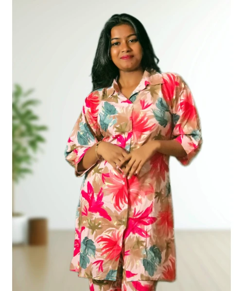 Rayon Floral Co-ord Set For Women