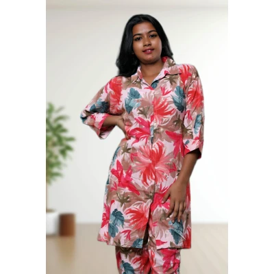Rayon Floral Co-ord Set For Women