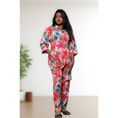 Rayon Floral Co-ord Set For Women