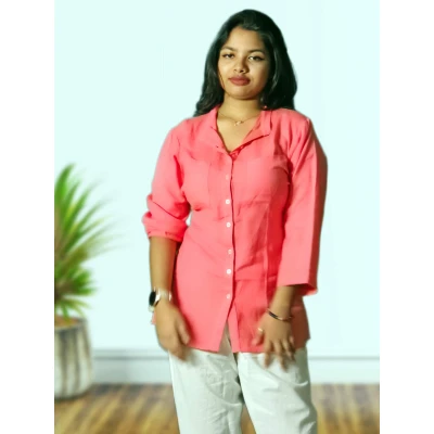 Linen Pink Shirt For Women