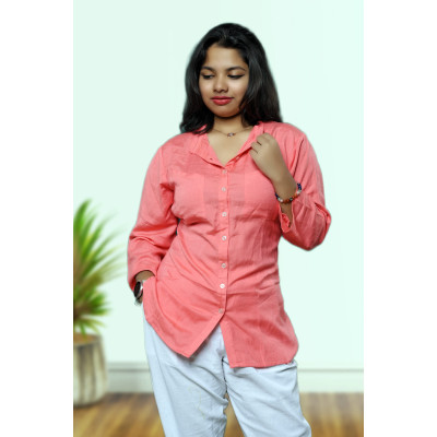 Linen Pink Shirt For Women