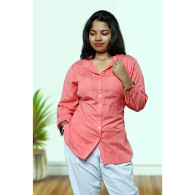 Linen Pink Shirt For Women