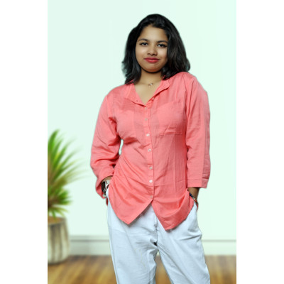 Linen Pink Shirt For Women