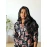 Rayon mixed cotton black floral co-ord set for women