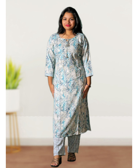 Two Piece Kurti Pant Set For Women