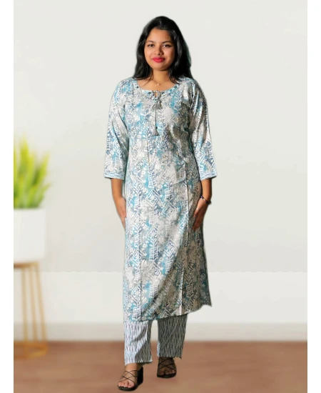Two Piece Kurti Pant Set For Women