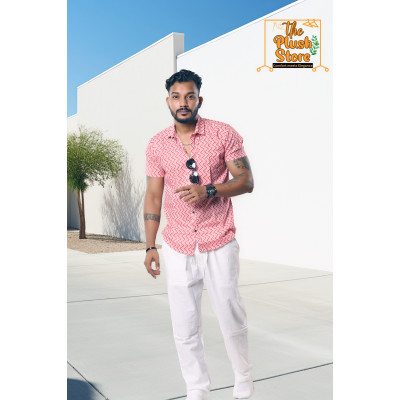Pure Cotton Pink and White Zig-zag Shirt