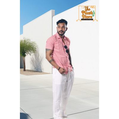 Pure Cotton Pink and White Zig-zag Shirt
