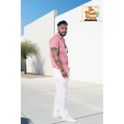Pure Cotton Pink and White Zig-zag Shirt