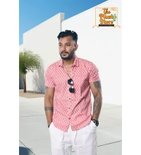 Pure Cotton Pink and White Zig-zag Shirt