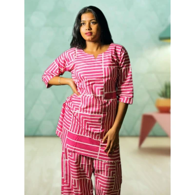 Pure Cotton Pink Co-ord Set For Women