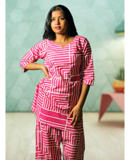 Pure Cotton Pink Co-ord Set For Women
