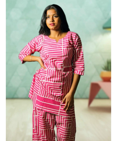Pure Cotton Pink Co-ord Set For Women