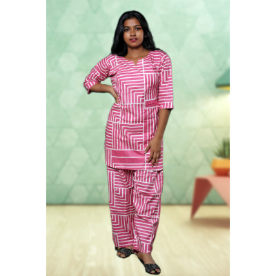 Pure Cotton Pink Co-ord Set For Women