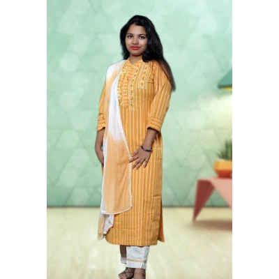 Linen Three Piece Salwar Suit For Women