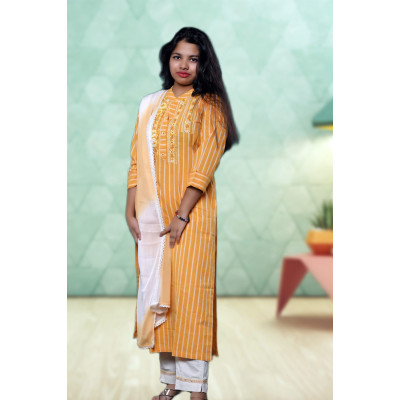 Linen Three Piece Salwar Suit For Women