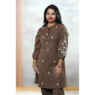Linen Hand Embroidered Special Co-ords  For Women