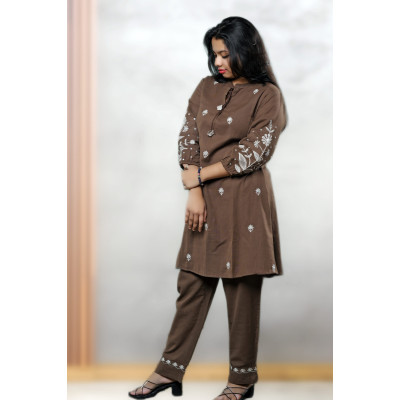 Linen Hand Embroidered Special Co-ords  For Women