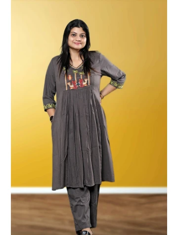 Pure Cotton Kurti Co-ord Set For Women  Pure Cotton Kurti Co-ord Set For Women data-sizes=