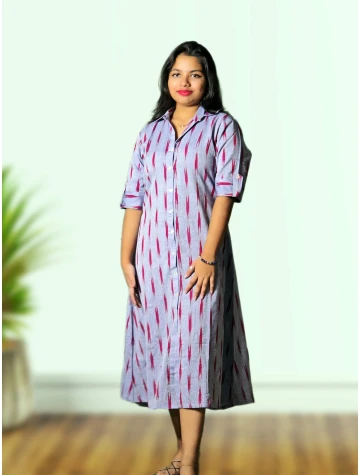 Cotton Ikkat One Piece Set For Women  Cotton Ikkat One Piece Set For Women data-sizes=